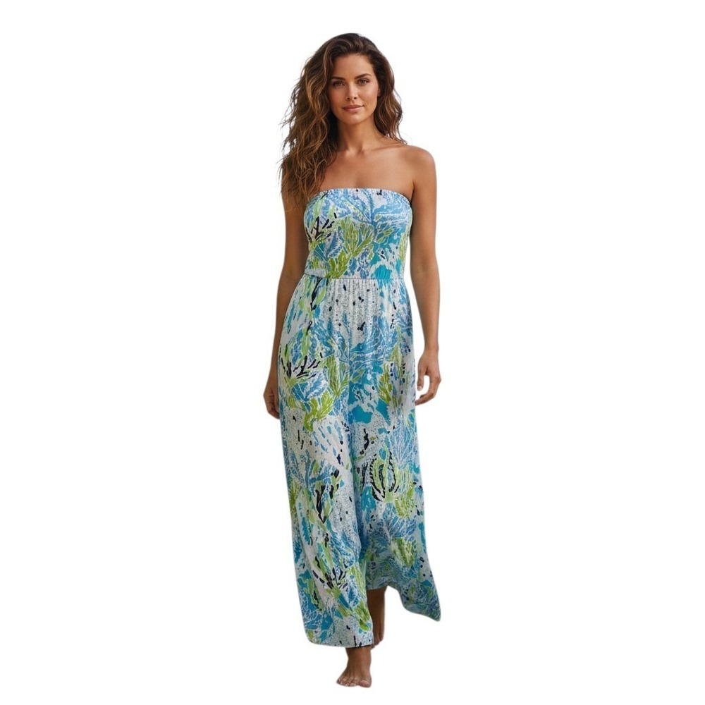 Lilly Pulitzer Strapless Resortwear Beachy Womens Size M/L Marlisa Coastal Dress